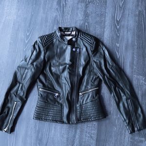 H&M black faux leather motorcycle jacket